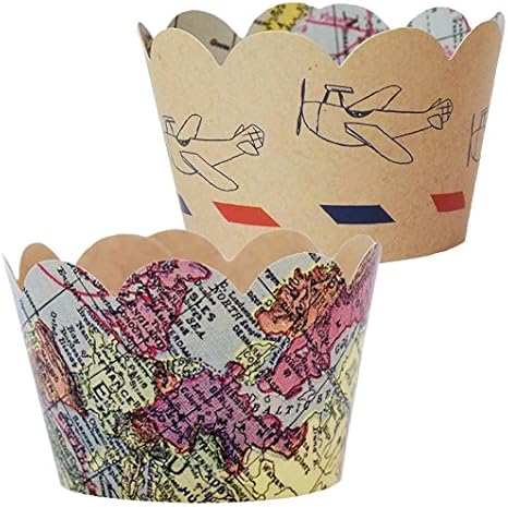 Travel Themed Going Away Decorations 36 Vintage Map Cupcake