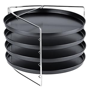 Grizzly Pizza-bakset – 4 pizzaplaten met stalen rek – 28 cm anti-aanbak pizza vorm voor oven