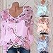 Women Floral Printed Button T-Shirt Chiffon Irregular Hem Plus Size Tops