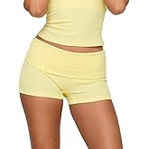 Meiweileya Y2k Foldover Shorts for Women Polka Dot Low Rise Mini Lounge Sleep Pj Micro Shorts Knit Comfy Fold Over Leggings