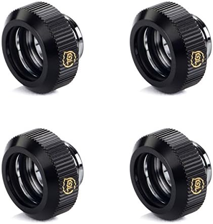 Touchaqua G1/4" Tighten Fitting for 14mm OD Hard Tubing (For Use with Bitspower Rigid Tubing Only), Glorious Black, 4-pack
