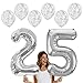 RhinestoneSash 34 inch Giant Silver 25 Foil Mylar Balloon & Set of 6 Matte Silver Confetti Clear Balloons - Silver Anniversary or 25th Birthday Decorations (Silver) Baln(25 Confetti) SLV