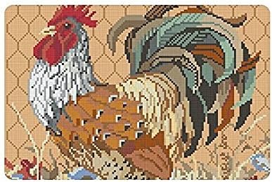 Go Dating Mosaic Rooster Chicken Art Painting Indoor/Outdoor Floor Mats Living Room Bedroom Doormat 23.6(L) x 15.7(W)