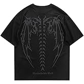 thesupermade Y2k Magic Wing Graphic Heavy Letters Tee Streetwear Suede Oversized Unisex Shirts Tops