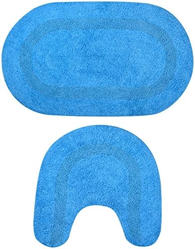 Indiarugs Cotton bathmat Set / 2 pcs Sky Blue