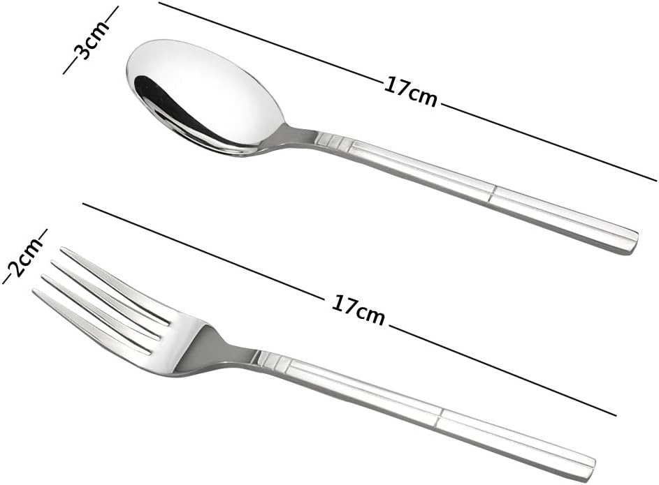 Eudokky Dessert Forks, Dessert Spoons Set, 12 Pieces Stainless Steel Spoons Forks Set, Silver - Image 4