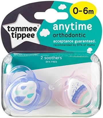Closer To Nature Any Time Soother Twin Pack - 0-6m (Raindrops/Rainbow)