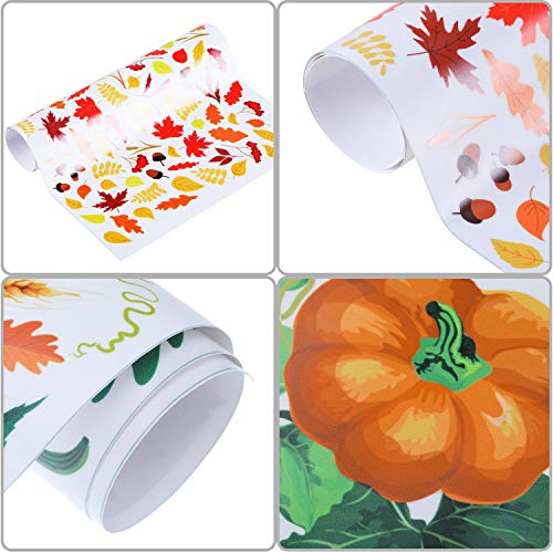 image for Outus 400 Pieces Fall Leaves Window Clings Stickers Thanksgiving Pumpk