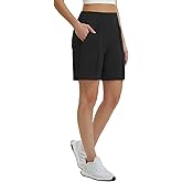 baleaf Women's 7 Inch Bermuda Long Shorts with Zipper Pockets High Waisted Athletic Shorts Walking Dressy Casual Loose