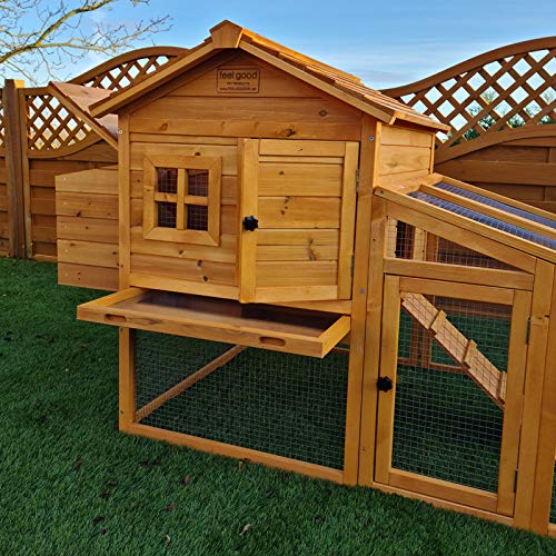 FeelGoodUK Hühnerstall mit Dach zum vollständigen Ãffnen und Reinigungseinsatz, innovativer SchlieÃmechanismus (NCH10 L naturfarbe, 175 x 95 x 120 cm) – Bild 4