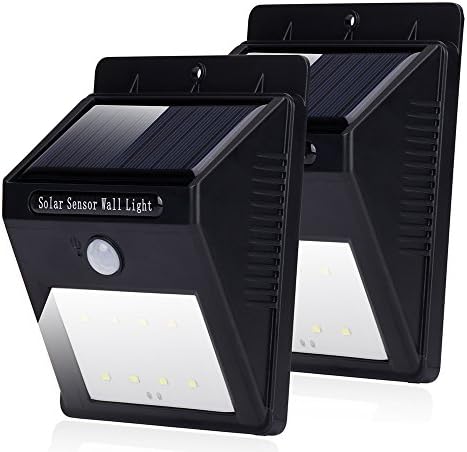 vTopTek Solar Lights Waterproof Solar Powered PIR Motion Sensor Light, 8 Led Solar Powered Rechargeable Security Light for Wall / Porch / Pathway / Garden / Street Light (2 PACK)
