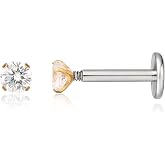 limerencia 2Pcs 18g Titanium Internally Threaded Tragus Piercing Jewelry | Nose Studs Flat Back Earrings Labret, Lip, Helix, Cartilage, Conch, Medusa Piercing for Women Men Sensitive Ears