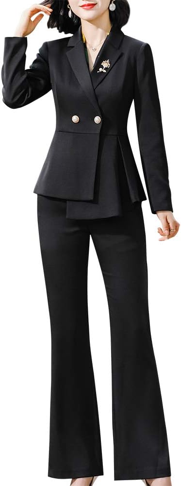 LISUEYNE Women’s Elegant 2 Piece Office Lady Business Suit Set Slim Fit Work Suits for Women Blazer Jacket,Pant/Skirt Suits