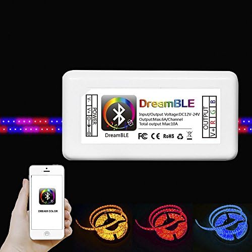 Feican Bluetooth LED RGB Controller With 24keys IR Remote control -12V 5A Power Adapter Flexible Led Light Home Decoration Lamps (bluetooth controller box)