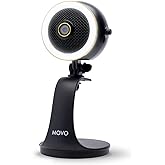 Movo WebMic HD Pro All-in-One Webcam with Microphone and Ring Light- 1080p HD Camera, Pro Cardioid Condenser Microphone, LED Ring Light -HD Webcam for Streaming, Video Conferencing, Recording, Gaming