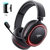 Wireless Gaming Headset, 7.1 Surround Sound, 2.4GHz USB Gaming Headphones with Bluetooth 5.4, 100H Battery, ENC Noise Canceli
