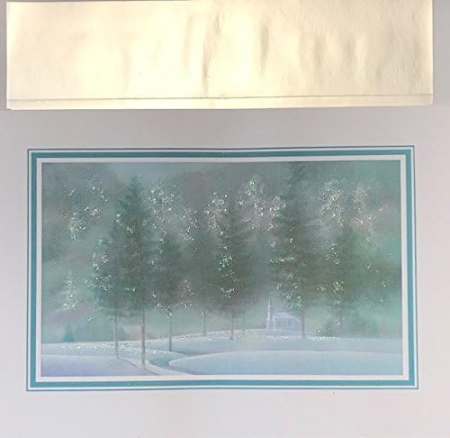 (20) Elegant Hallmark Glitter Embellished Church in A Snowy Forest Holiday Cards - White Envelopes with Silver Foil Liners
