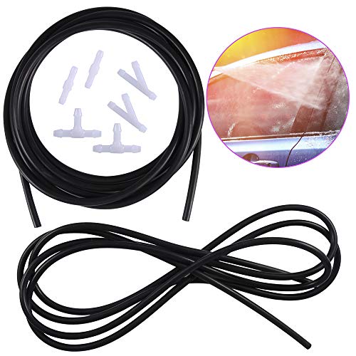 BingSnow 7 Pcs Windshield Washer Hose Nozzle Connector Kit - 250cm Washer Fluid Hose with 6 Pcs Hose Nozzle Connectors(White) for Most Car