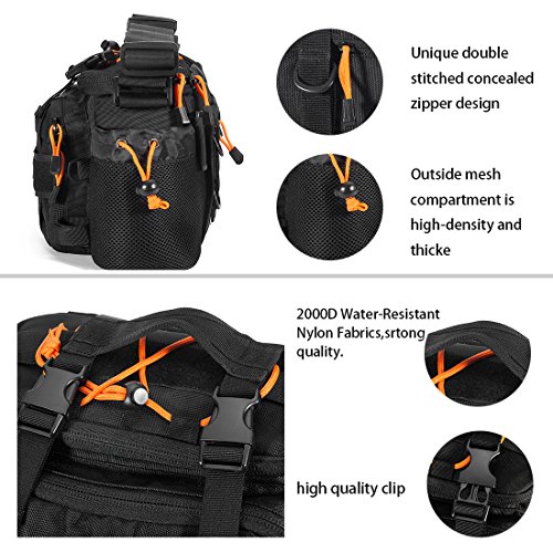 BLISSWILL Portable Outdoor Fishing Tackle Bags Waist Fishing Bag Fishing Gear Storage Bag Water-Resistant Multifunctional Bag Fly Fishing Bag Durable Handbag Bags for Fishing (Black Larger)