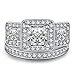 Zealmer Rhodium Plated Princess Cut Past Present Future Engagement Rings CZ Cubic Zirconia Set 7