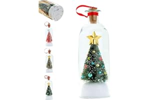 JAKYE Christmas Tree Message In A Bottle, Recordable Christmas Ornament, Snowy Scene in Nostalgic Bottle for Unique Home Xmas Festive Party, Unique Holiday Keepsake & Festive Gift for Family(1pcs-a)