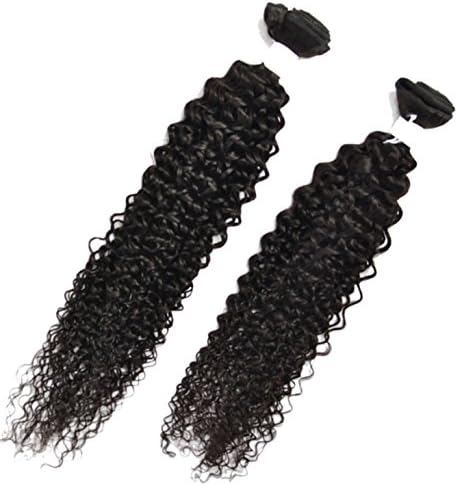 FABA 100% Raw Human Hair Bundles Kinky Curl Brazilian Virgin Hair Weaves 8A Grade 14" 16" inch 2 Bundles Pack 100 Gram per Bundle Natural Color