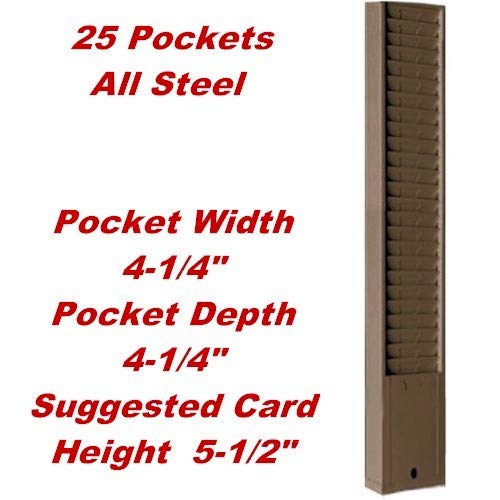 Metal Time Card Holder Rack, Endure Model 168, 25 Slots