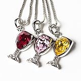 Prefen Wine Glass Necklace, Alloy with Wine Tinted Crystal