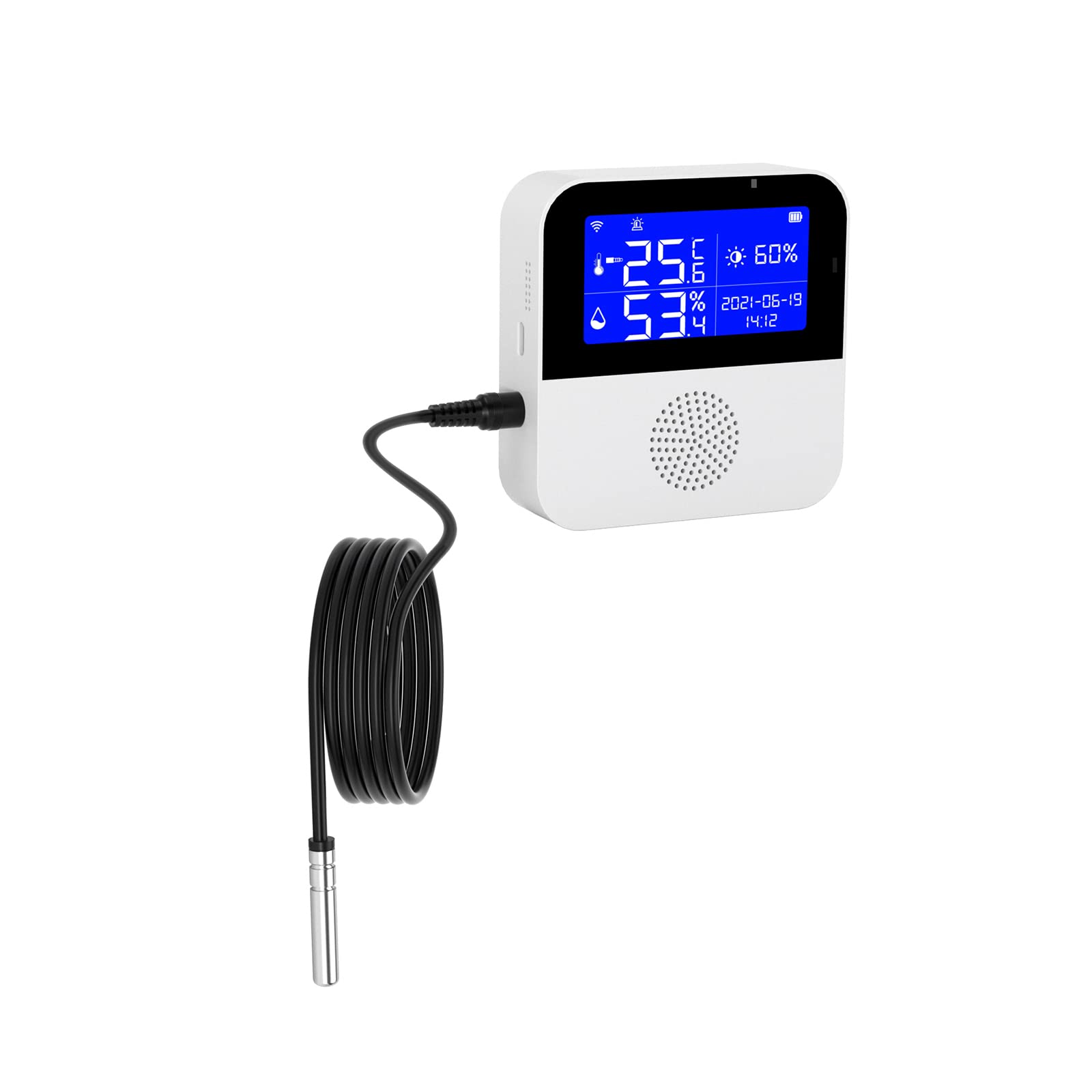 CEIEVER Wireless Thermometer Hygrometer, Alexa/Google Compatible, App Notifications, Temperature & Humidity Monitoring, White, TWK0242-1, Wall Mount/Tabletop