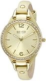 SO&CO New York Women's 5061.3 SoHo Quartz Gold Tone Case Light Green Slim Leather Strap Watch