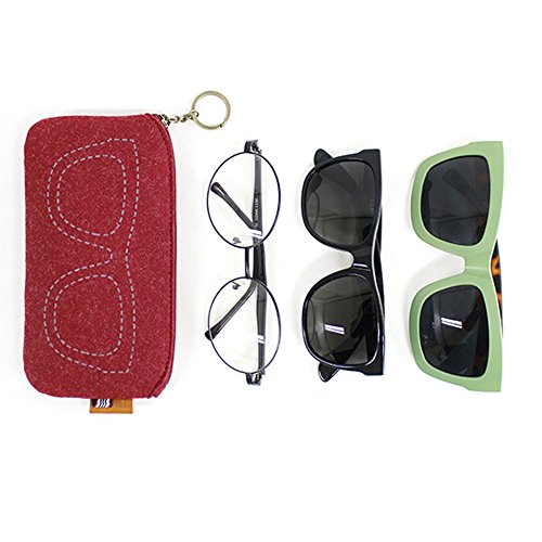 KINGSEVEN 2 Pack Soft Felt Eyeglass Case Sunglasses Pouch Makeup Storage Bag - Thumbnail 3