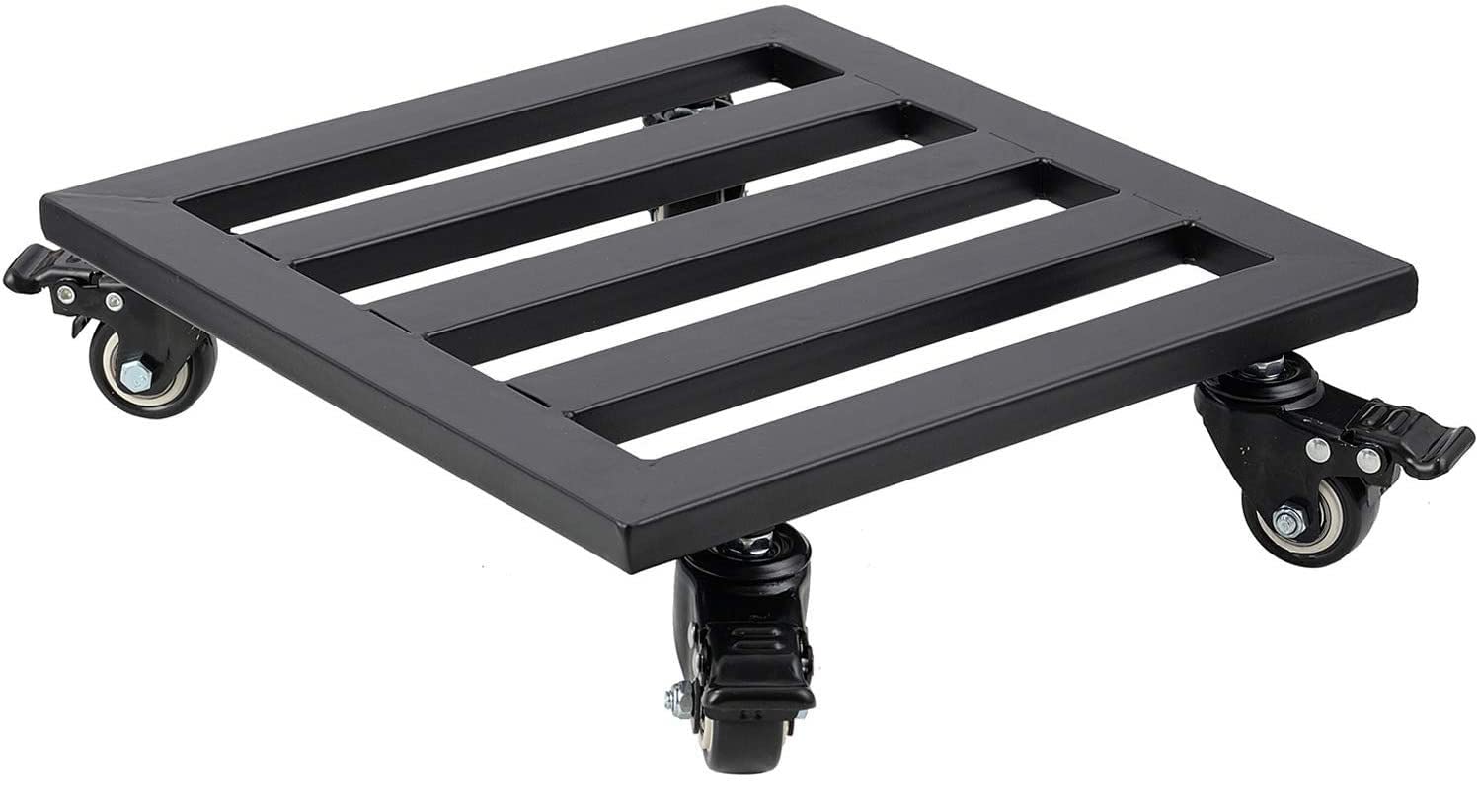 30cm Metal Plant Pot Stand Feet, Heavy Duty Square Garden Planter Trolley with Rolling Wheels for Indoor Outdoor Large Flower Pots Mover with Rack on Rollers Dolly Tray Coaster, Black (black 1)