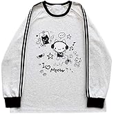 GOTHPICKUS Womens Y2K Kawaii Graphic Sweatshirt Casual Cute Print Crewneck Pullover Harajuku Cartoon Long Sleeve Tops