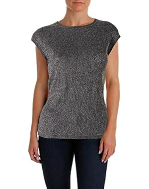 Calvin Klein Womens Marled Jewel Tank Top Sweater Black L