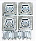 LIBRA Set of 4 Recessed D-Rings w/Backing Plates & Hard Ware Trailer RV Flush Mount Tiedown