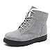 Susanny Suede Flat Platform Sneaker Shoes Plus Velvet Winter Women's Lace Up Grey Cotton Snow Boots 7.5 B (M) US