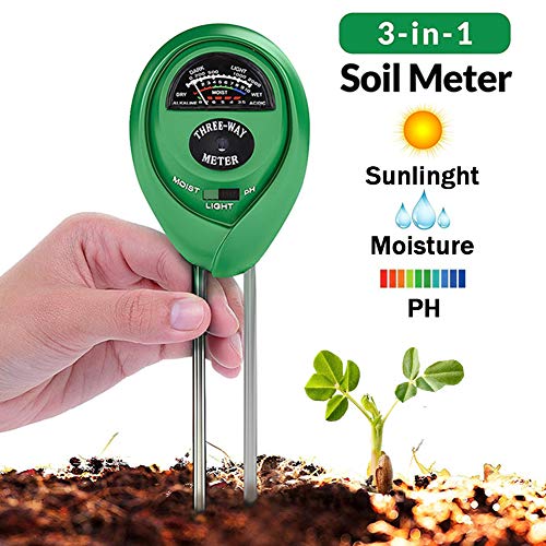 Soil Tester, 3 in 1 Soil Test Kit for Moisture, Light & pH Meter for Plant, Vegetables, Garden, Lawn, Farm, Indoor/Outdoor Plant Care Soil Tester (No Battery Need & 2019 Update) (Green)