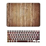TOP CASE – 2 in 1 Bundle Deal Retina 13-Inch Vertical Wood Texture Rubberized Hard Case + Keyboard Cover MacBook Pro 13