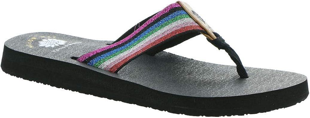 purple yellow box flip flops