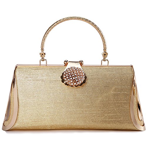 Clutch Evening Bag, ULG 8.5 inch Womenâ€™s Rhinestone Chain Clutch Bags for Parties