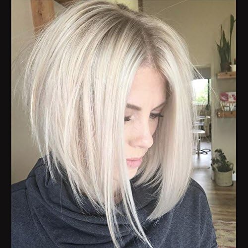 Moresoo 8 Inch Color #10 Gold Blonde Ombre #60 Platinum Blonde 130% Density BoB Wigs for Women Human Hair Lace Front Wigs Blonde 100% Human Hair Wigs