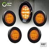 4PC 2.5" Round 10 LED Light [2 in 1 Reflector] [Polycarbonate Reflector] [13 LEDs] [D.O.T. Certified] [2 Year Warranty] Side Marker Light for Trucks and Trailers - Amber