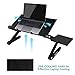 Laptop Desk, Foldable Sturdy Aluminum Laptop Table, Adjustable Laptop Stand for Bed and Sofa, Cozy Desk in Bed, Light Weight Foldable Desk Tray Stand Up/Sitting with 2 CPU Cooling Fans and Mouse Pad