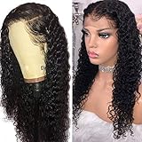 VRBest Hair Deep Wave Human Hair Lace Front Wigs Brazilian Virgin Human Hair Wigs Pre-Plucked 150% Density 100% Unprocessed Wig Natural Color for Black Women(18 Inch)