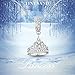 TINYSAND Princess 925 Sterling Silver Princess Crown Charm Pendant with Clear CZ Stones, Dangling Bead for Charms Bracelet