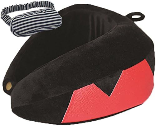 Memory Foam Travel Neck Pillow, Luxury U-Shaped Folding Pillow, Perfect Support &amp; Comfort. Best for Airplane Train Office... With Carry-On Bag And FREE Eye Mask From Dipo Globe 100% GUARANTEE!(BLACK)