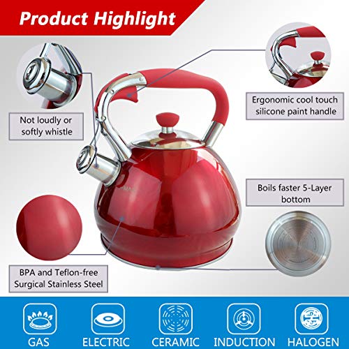 Whistling Tea Kettles Stovetop with Boils Faster Bottom,Surgical
