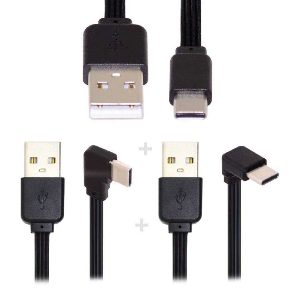 Cablecc 3pcs USB 2.0 Type A Male to USB C Type C Male Angled Flat FPC Cable for FPV & Disk & Phone 13cm