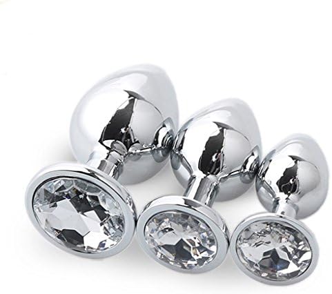HUYSW 3pcs/size Stainless Steel Smooth Diamonds Round Shape Massager Toys for Beginner - White
