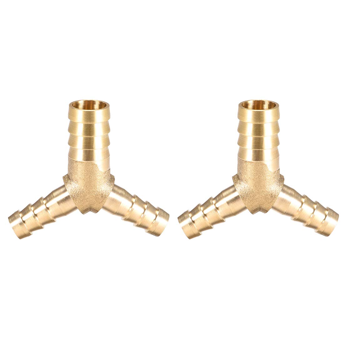 sourcing map Tee Brass Barb Fitting Reducer Y Shape 3 Way Fit Hose ID 12x8x8mm 2pcs